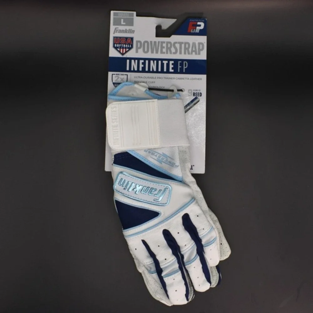Franklin Powerstrap Infinite FP Softball Batting Gloves Adult Large White NEW